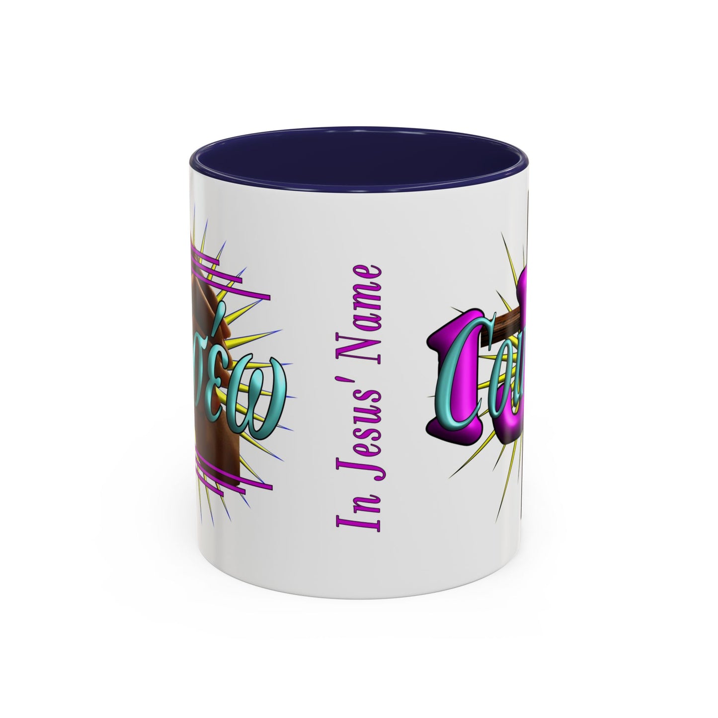 In Jesus Name - Courage - Accent Coffee Mug, 11oz