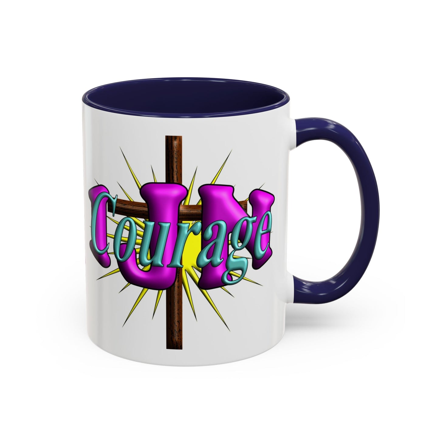 In Jesus Name - Courage - Accent Coffee Mug, 11oz