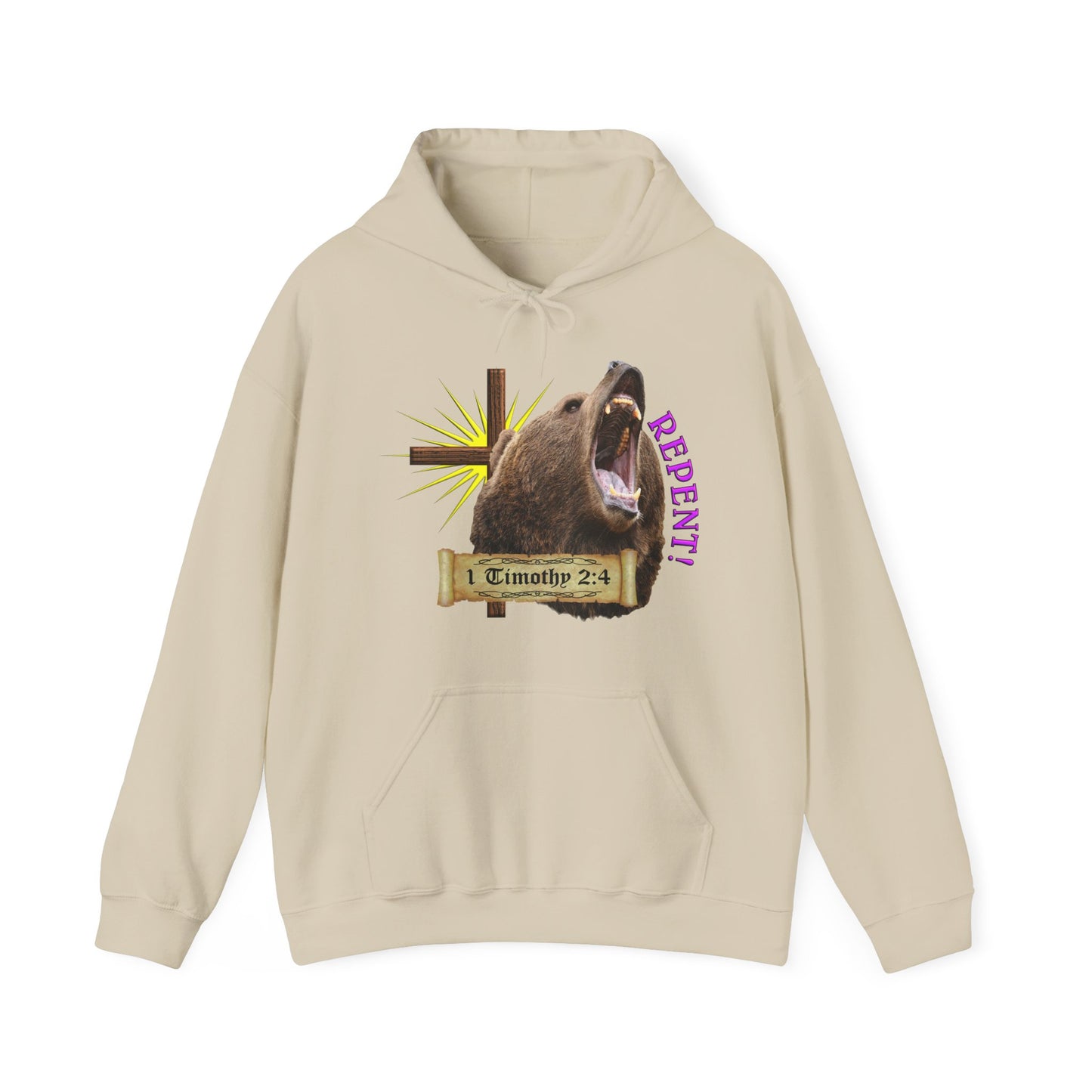 Repent - Grizzly bear Hooded Sweatshirt