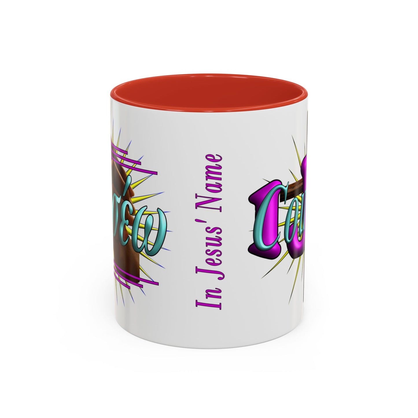 In Jesus Name - Courage - Accent Coffee Mug, 11oz