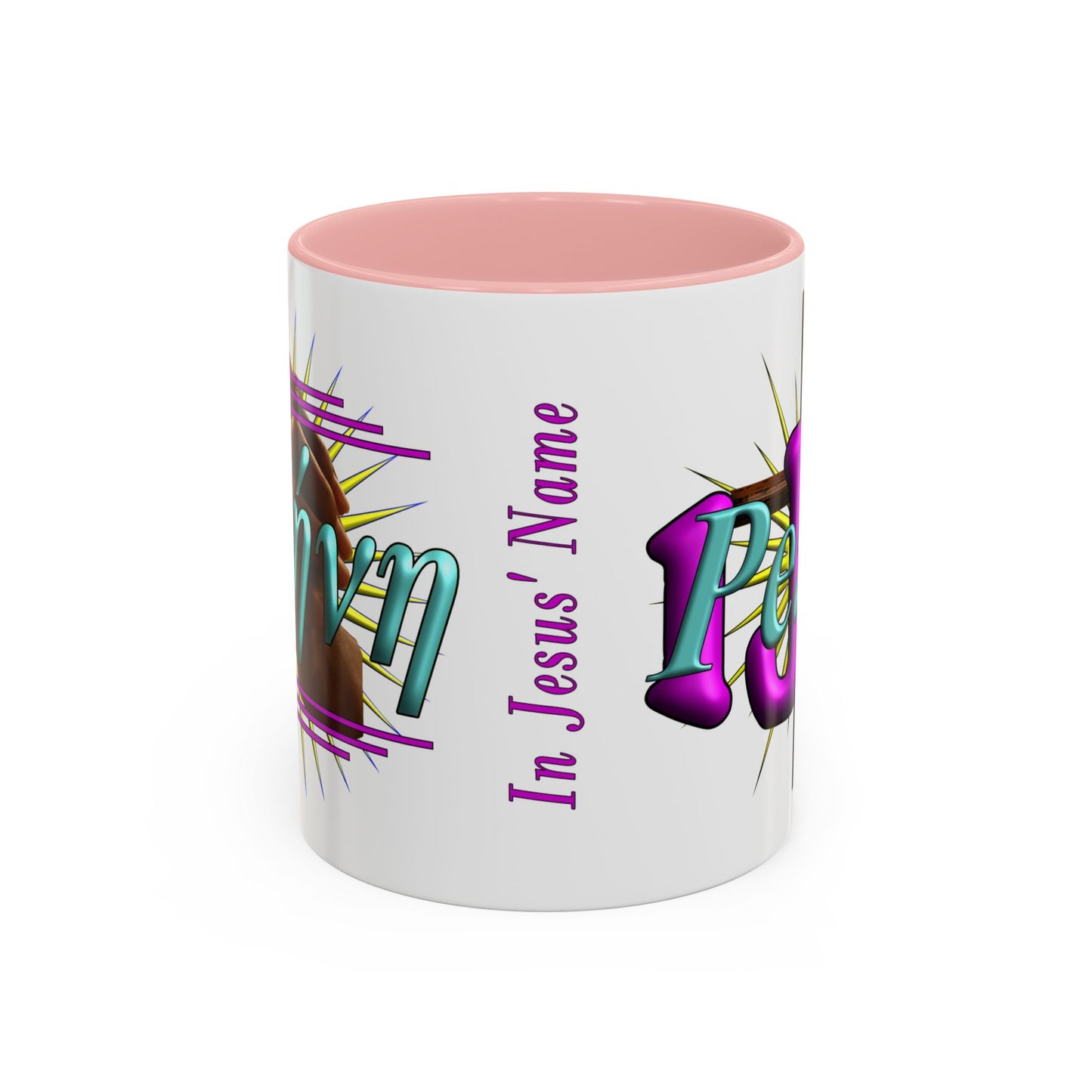 In Jesus Name - Peace - Accent Coffee Mug, 11oz