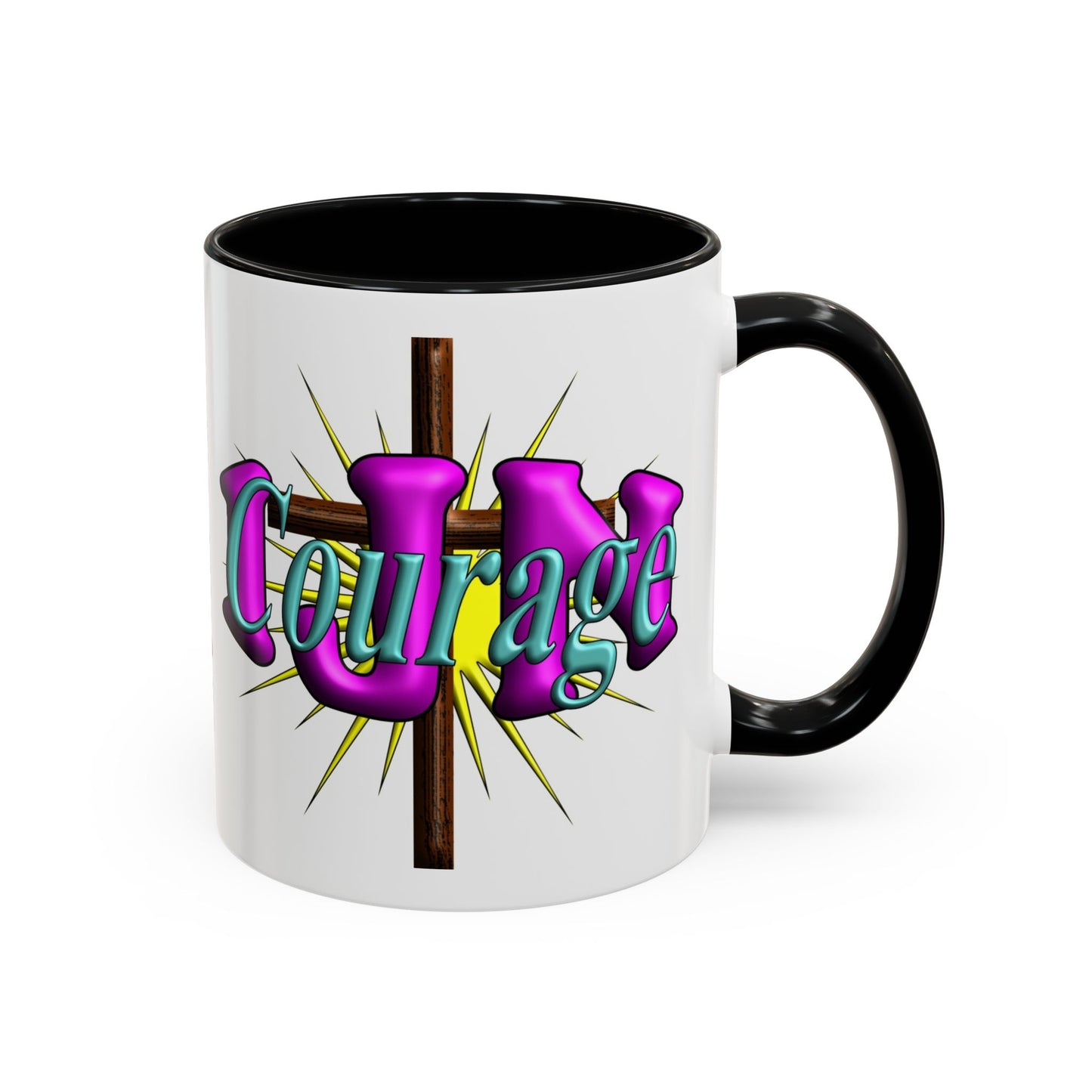 In Jesus Name - Courage - Accent Coffee Mug, 11oz