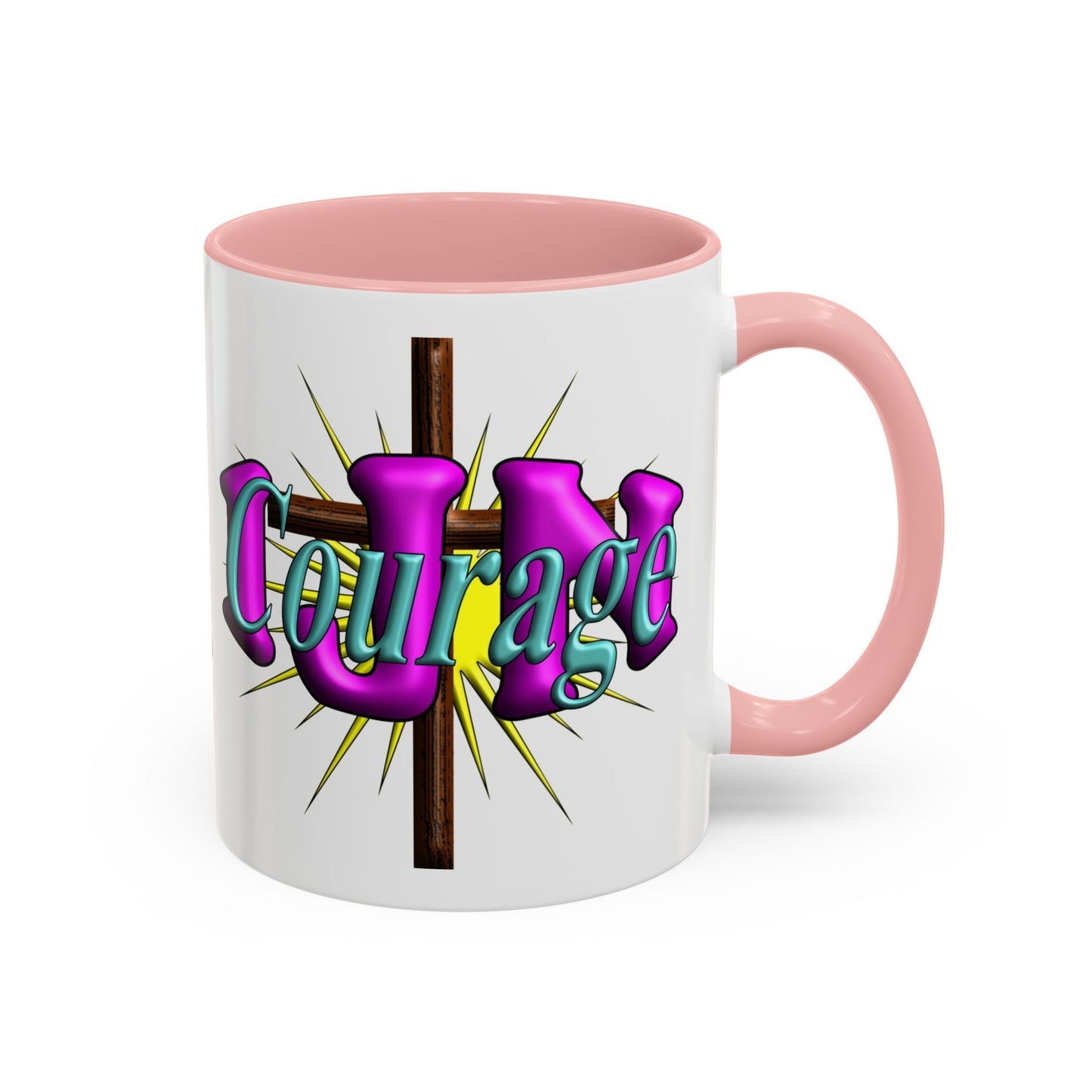 In Jesus Name - Courage - Accent Coffee Mug, 11oz