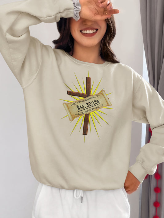 Verses - Isa 30:18a - Crewneck Sweatshirt