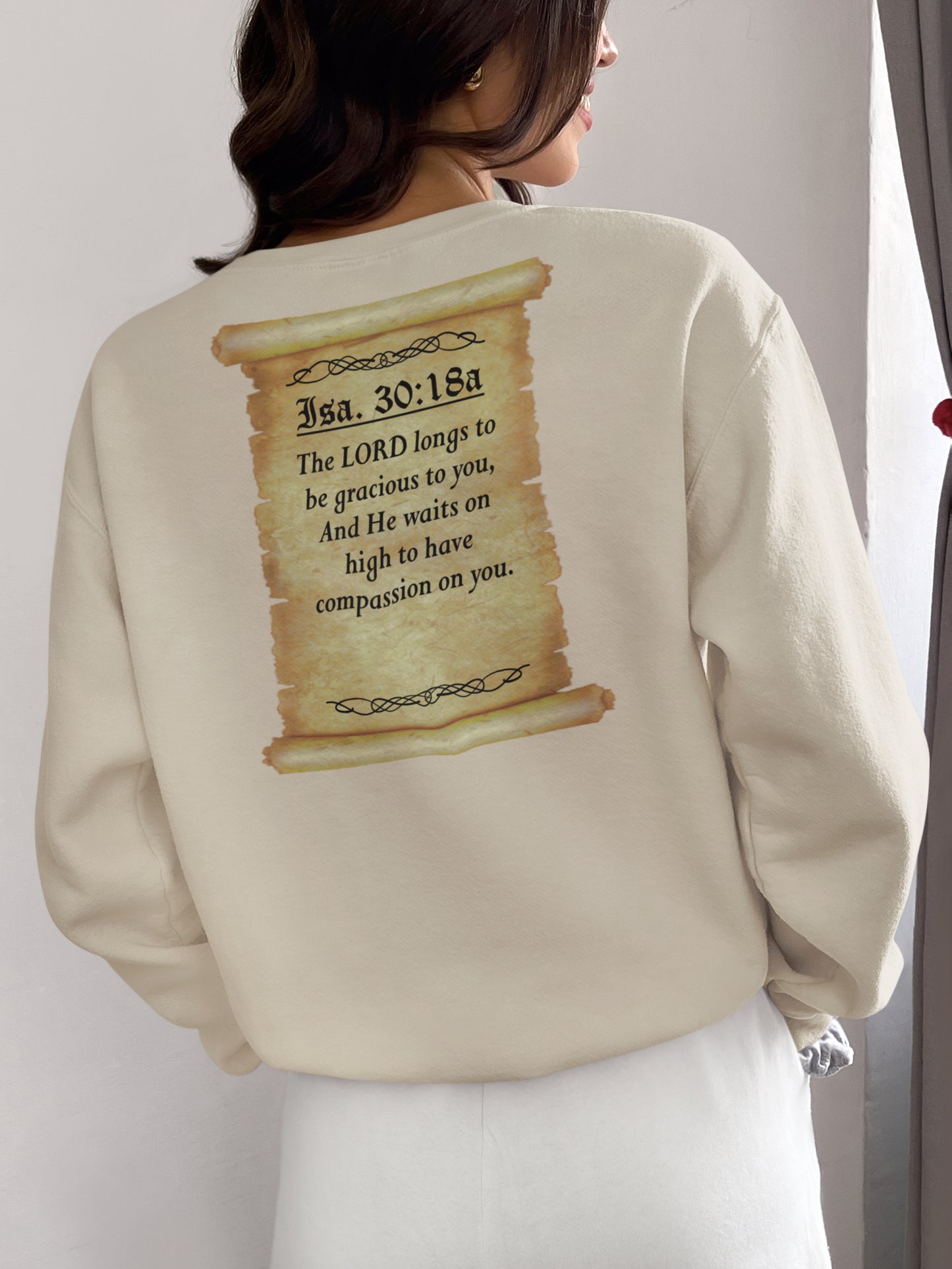 Verses - Isa 30:18a - Crewneck Sweatshirt