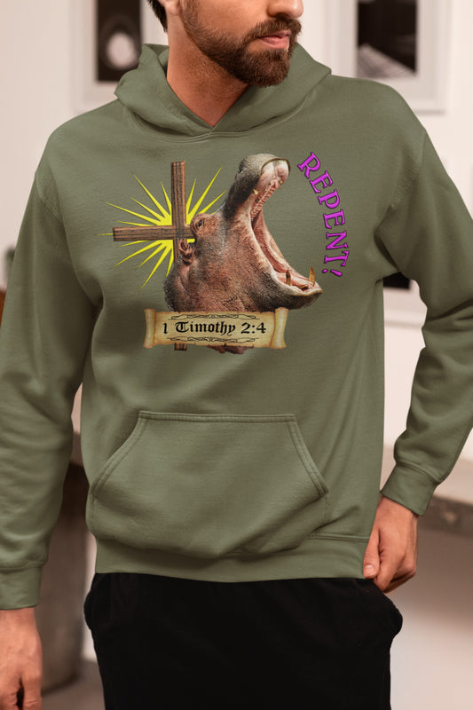 Repent - Hippo Hooded Sweatshirt